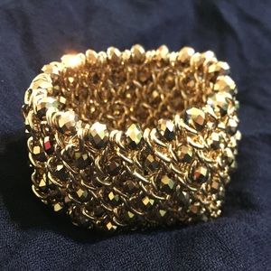 Rhinestone gold elastic bracelet