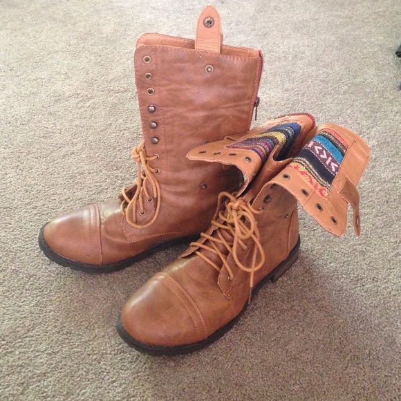 Brown combat boots