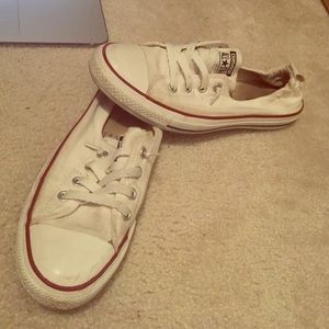 low rise elastic back white converse