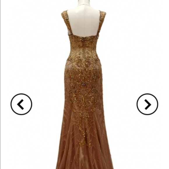New AG studio evening dress in gold/ nude - Picture 2 of 4