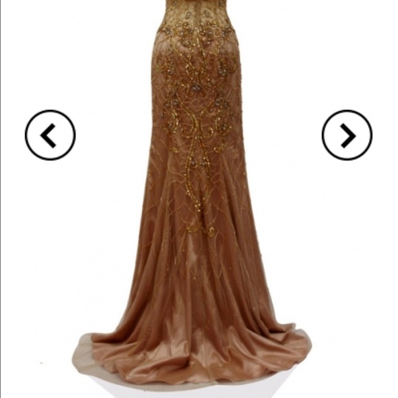 New AG studio evening dress in gold/ nude - Picture 3 of 4