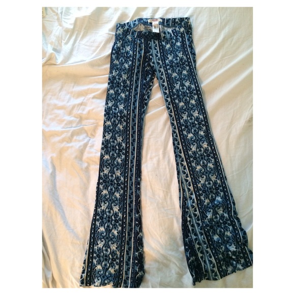 Blue flowy pants.