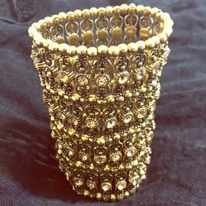 Old gold rhinestone elastic bracelet