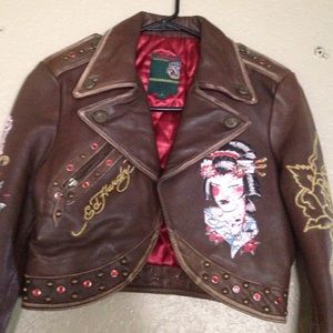 Ed Hardy butter leather jacket