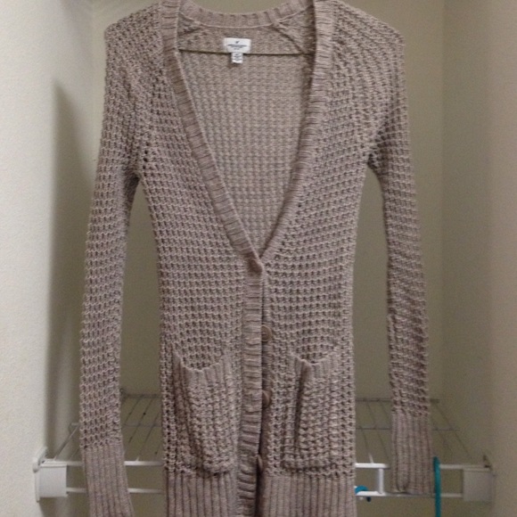 AEO American eagle taupe cardigan sweater