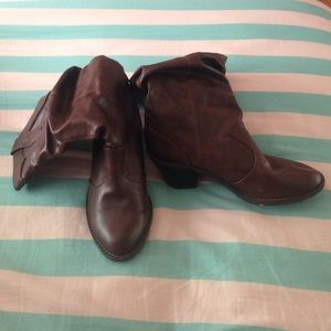 New dark brown cowboy boots with a slight heel!