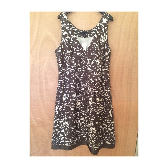 BR brown and white 100% silk dress