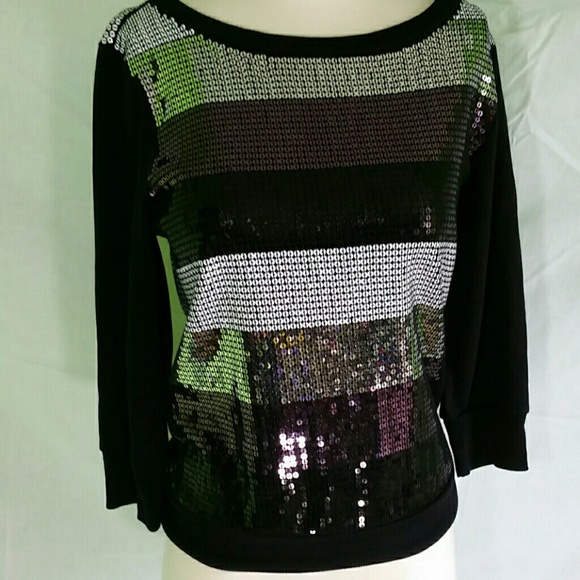 Express Tops - SALE Express Sequin Color Black Top Small