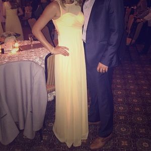 Yellow, floor length ball gown