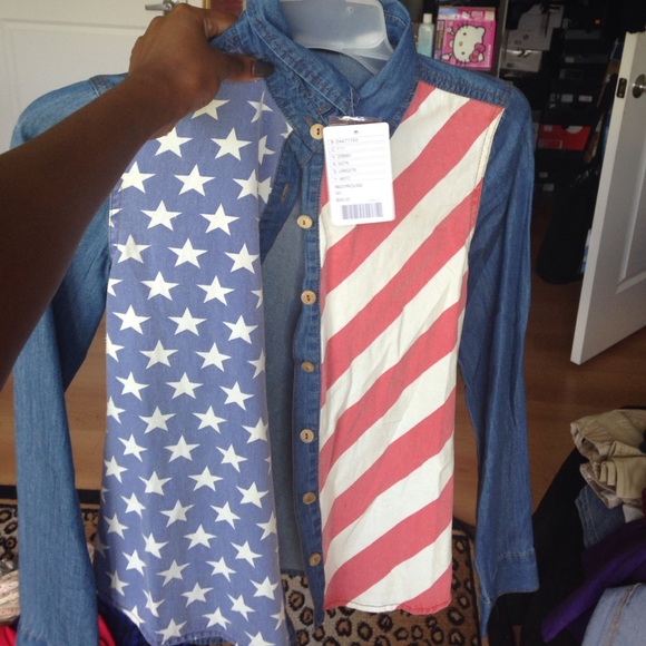 Denim (chambray) American flag button up