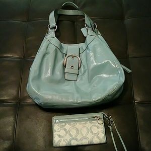 Teal Coach large purse