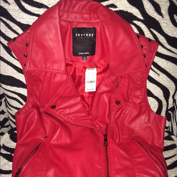 Red leather vest