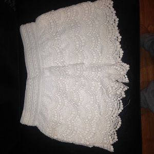White lace shorts