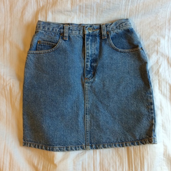 Vintage 90s High Waist Denim Pencil Mini Skirt