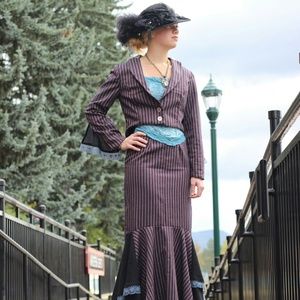 Steam punk suit pin stripe wool sz small