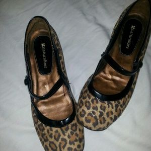 Leopard  shoes with  patten  Leather  straps