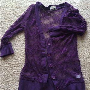 Purple lace cover up