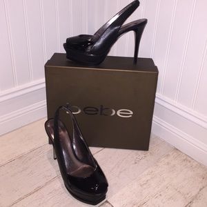 bebe - Patent Leather w/leather Black Pumps NEW