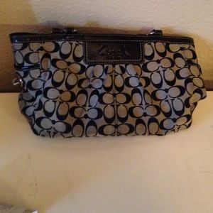 Black and grey coach purse