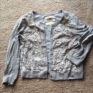 Grey lace hollister cardigan