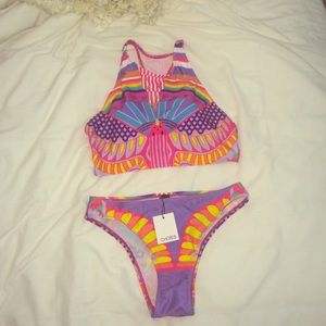 NWT Bathing Suit. Crop Top with Bottoms