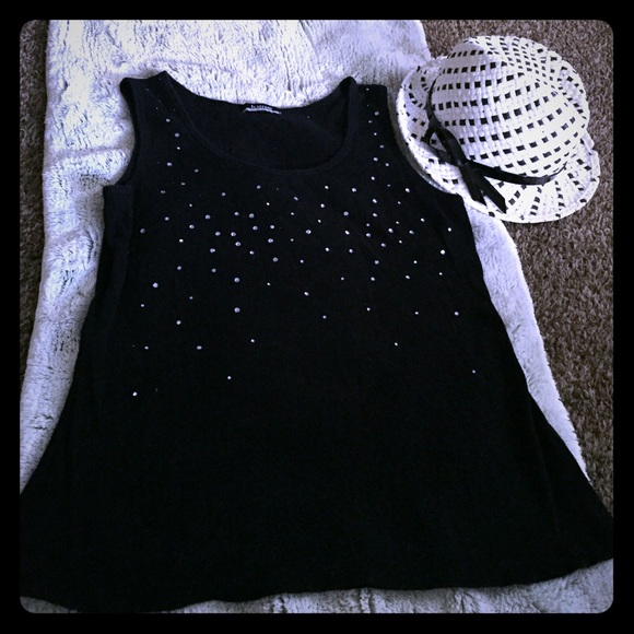 Black tank top with rhinestones!