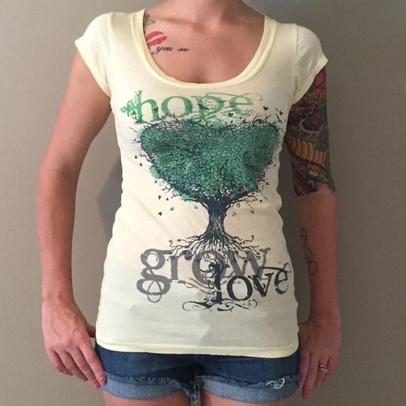 Hope Grow Love light yellow tee