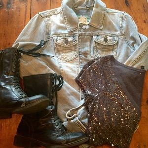 Abercrombie and Fitch Distressed Denim Jacket