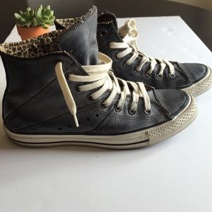 Converse high tops- leather zipper trim