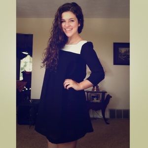 black and white chiffon tunic dress