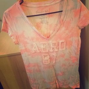 Aero v-neck pink and white multicolor