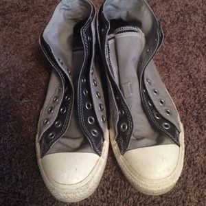 Grey & black double tongue womens sz 9 all stars