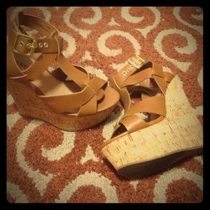 Cork-heeled Wedges
