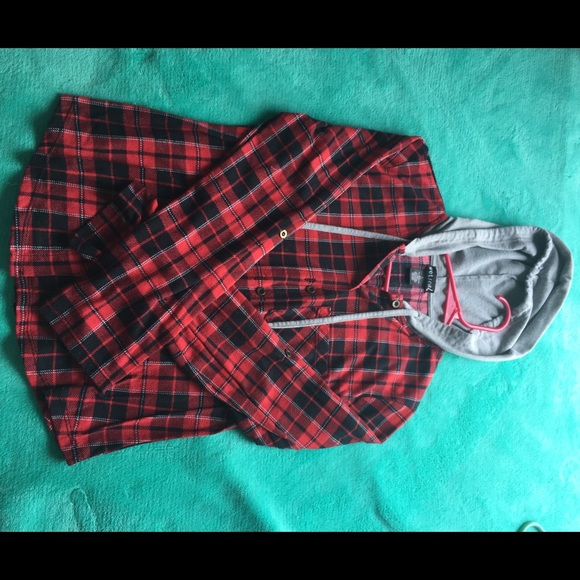 Red hooded flannel