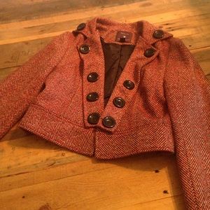Cropped red tweed jacket