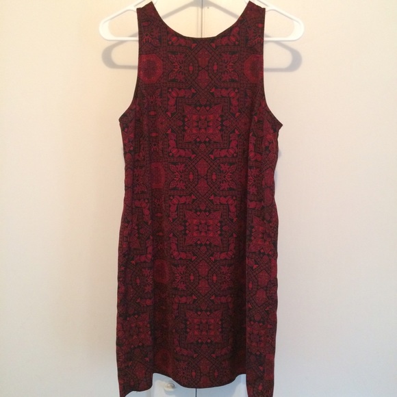 Red and black shift dress