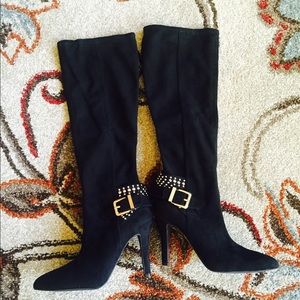 BCBG Eileen Stiletto Studded Knee High Boots Sz6