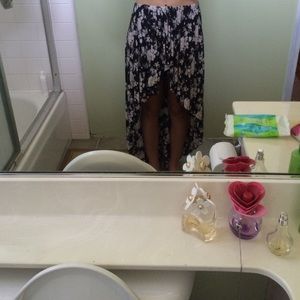 Vintage looking Black floral mullet skirt