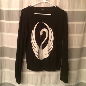 Black sweater w/ white swan