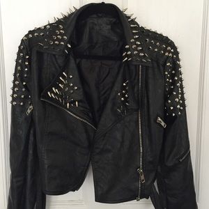 Studded & Spiked faux leather motorcycle jacket