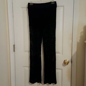 Black lace pants with sewn in shorts.