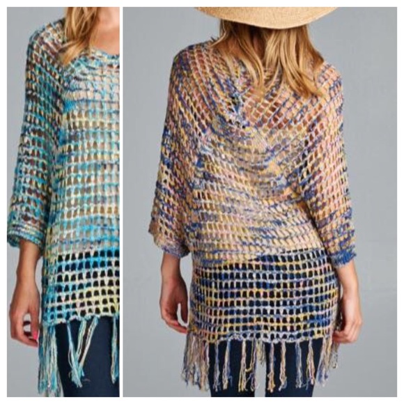 🌺HP 10/24🌺TIE DYE CROCHET PONCHO - Picture 2 of 3