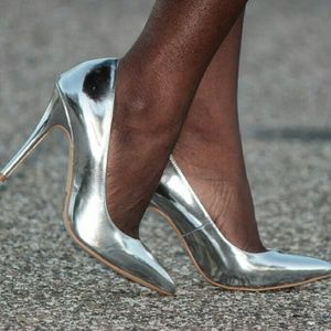 JustFab Shoes - Silver metallic heels from Just Fab. JustFab Shoes - Silver metallic heels from Just Fab.