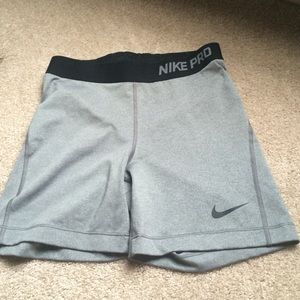Women's grey Nike pro shorts