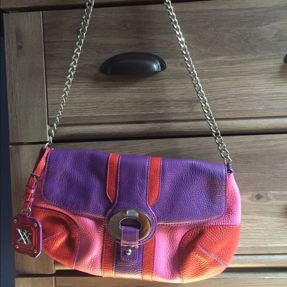 Color block bag all leather