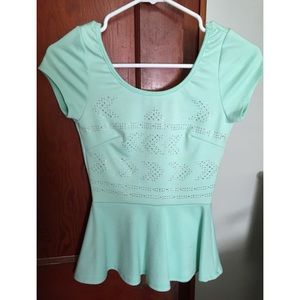 Mint Peplum Top