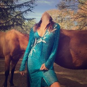 Honky Tonk Beaded Feather Dress
