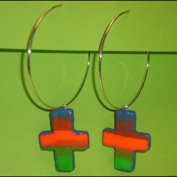 Hoop and cross earrings