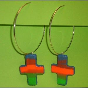 Hoop and cross earrings