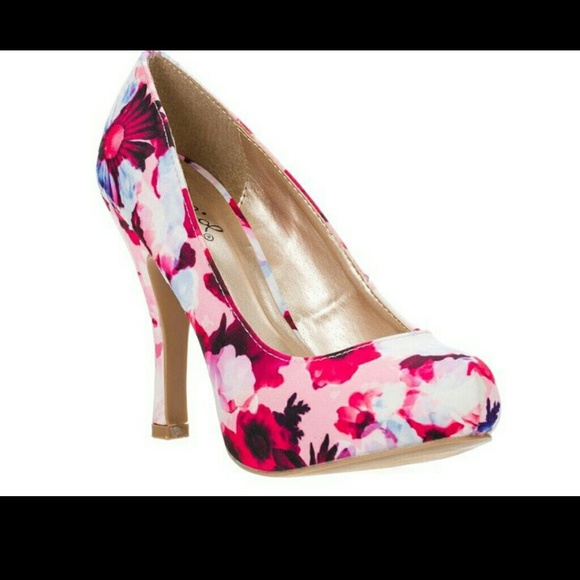 Qupid Floral heels - Picture 1 of 1